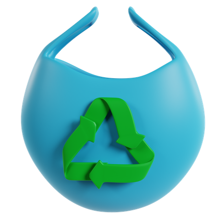 Sac de recyclage bleu avec symbole vert  3D Icon