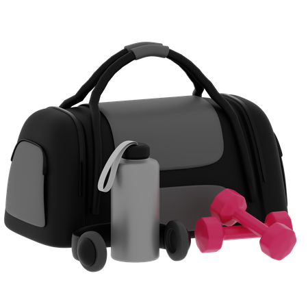 Sac de sport et haltère  3D Icon