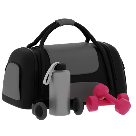 Sac de sport et haltère  3D Icon