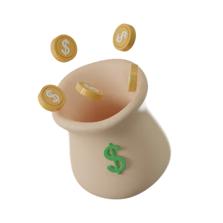 Sac de dollars  3D Icon