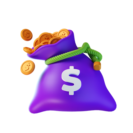 Sac de dollars  3D Icon