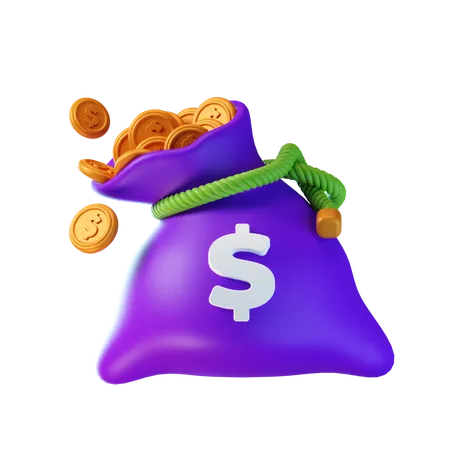 Sac de dollars  3D Icon