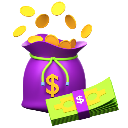 Sac de dollars  3D Icon