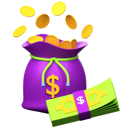 Sac de dollars  3D Icon