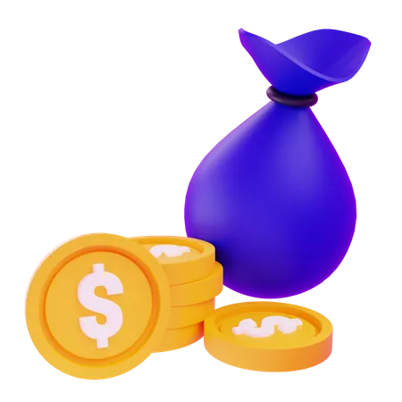 Sac de dollars  3D Icon