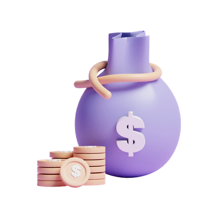 Sac de dollars  3D Icon