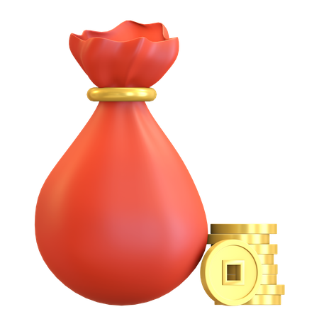 Sack of Chinese coin  3D Icon