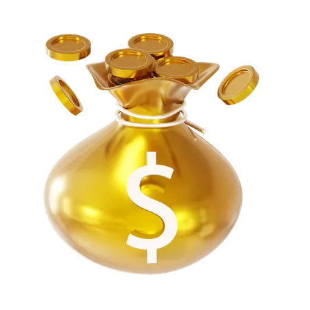 Sack Of Gold Coin 3D Icon