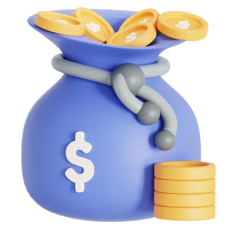 Sack Of Money And Coin 3D Icon