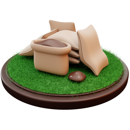 Sack Of Soil  3D Illustration