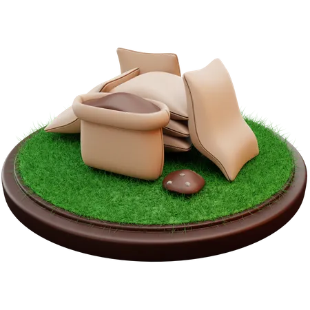 Sack Of Soil  3D Illustration