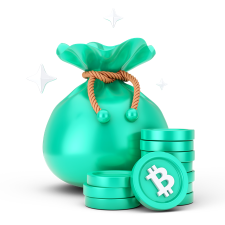 Saco de bitcoin  3D Icon