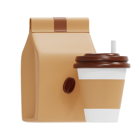 Saco de café e xícara  3D Icon