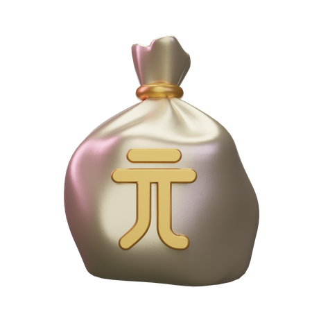 Saco de dinheiro em dólar de Taiwan  3D Icon