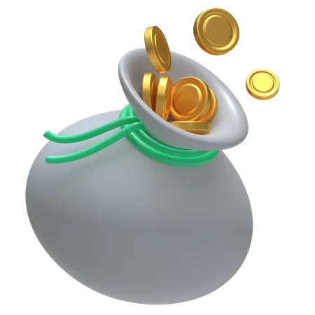 Bolsa De Dinheiro Com Moedas Dentro 3D Icon