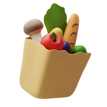 Saco de papel vegetal  3D Icon