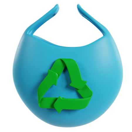 Saco de reciclagem azul com símbolo verde  3D Icon