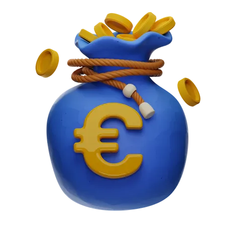 Bolsa de dinheiro em euros  3D Illustration