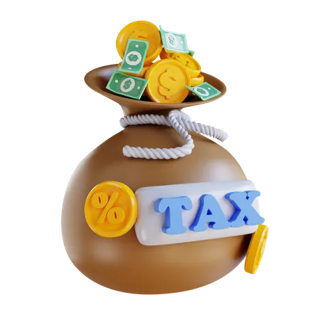 Saco De Dinheiro E Impostos De Ilustracao 3 D 3D Icon