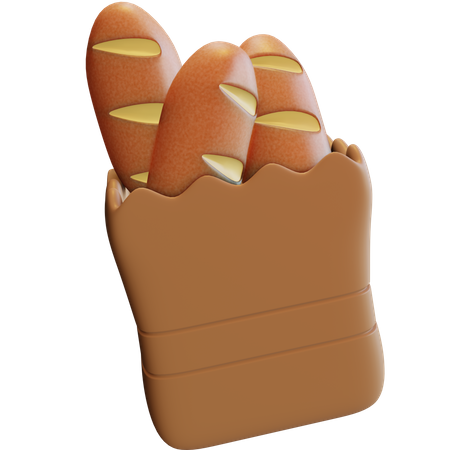 Saco de pão baguete  3D Illustration