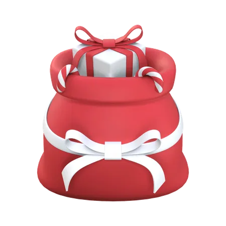 Saco De Papai Noel Com Ilustracao 3 D De Doces Giftbox 3D Illustration