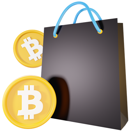 Sacola de compras bitcoin  3D Illustration