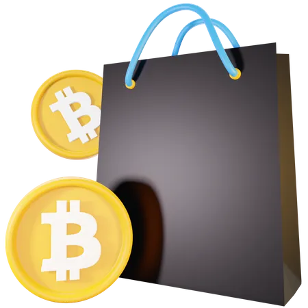 Sacola de compras bitcoin  3D Illustration