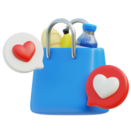 Sacola de compras com amor  3D Icon