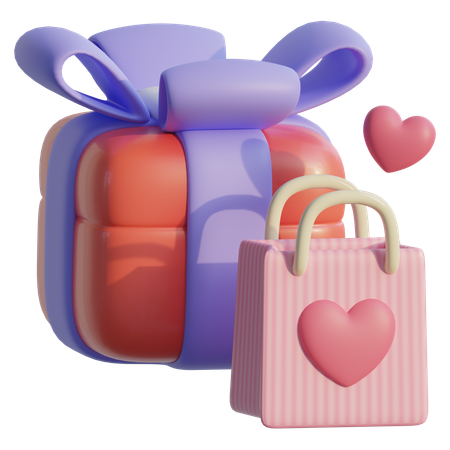 Sacola de compras com amor  3D Icon