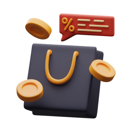 Sacola de compras com desconto  3D Icon