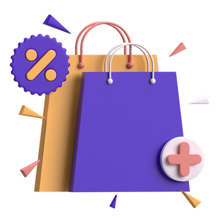 Sacola de compras com mais  3D Icon