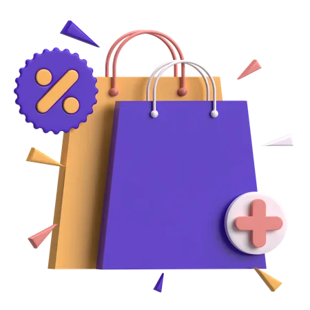 Sacola de compras com mais  3D Icon