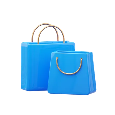 Caixa De Presente Azul Com Sacola De Compras 3D Icon