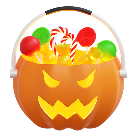 Sacolinha de doces de abóbora  3D Icon