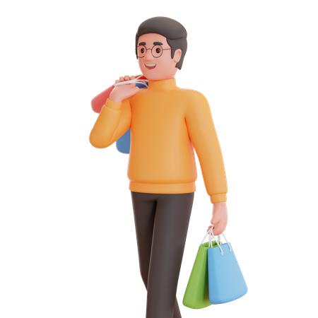 Homme manipulant des sacs  3D Illustration