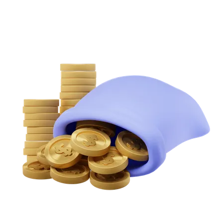 Sacs de pièces de monnaie  3D Icon