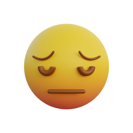 Sad and tired face emoticon 3D Illustration