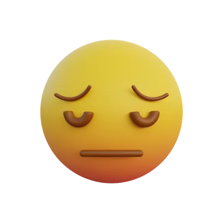 Sad and tired face emoticon  3D Illustration