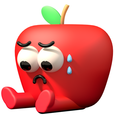 Sad apple  3D Illustration