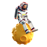 3d astronaut sitting on moon