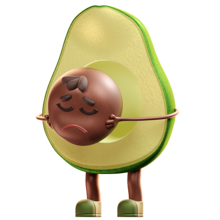 Sad Avocado  3D Illustration