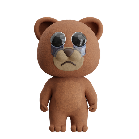 Sad Bear Crying  3D Illustration