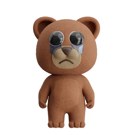 Sad Bear Crying  3D Illustration