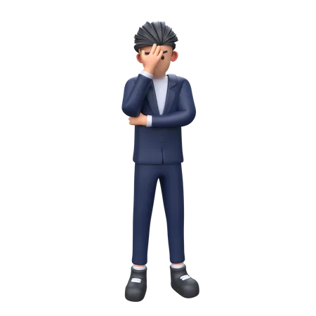 Sad Businessman in frustrated pose  3D Illustration