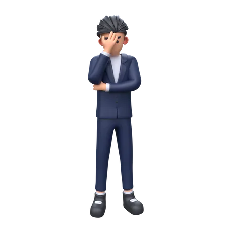 Sad Young Businessman In Frustrated Pose 3 D Illustration 3D Illustration