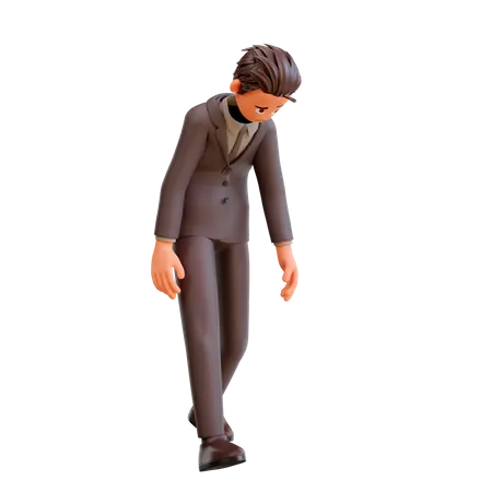 Sad Businessman walk limp 3D Illustration