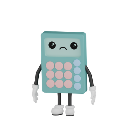 Sad Calculator  3D Illustration