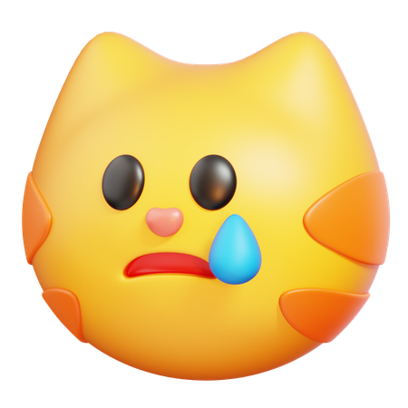 Sad Cat Emoji  3D Icon