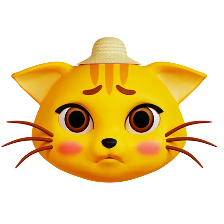 Sad Cat with Pamela Hat  3D Icon