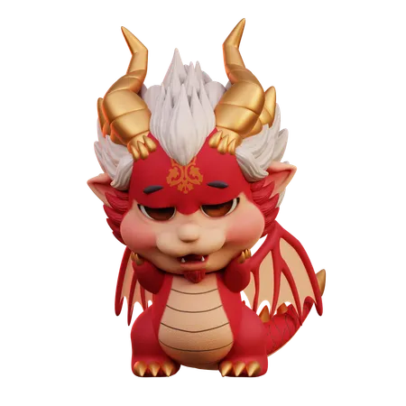 Sad Chinese Dragon  3D Illustration
